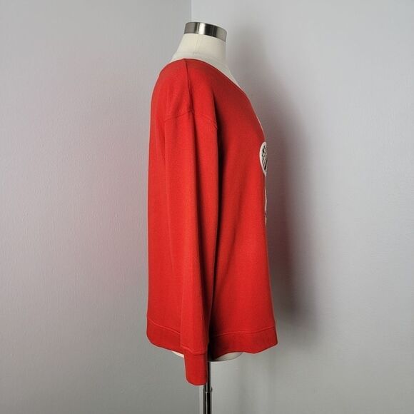 Jane and Delancey Red Festive Holiday Christmas Gingerbread Man Sweatshirt Large - Picture 4 of 11